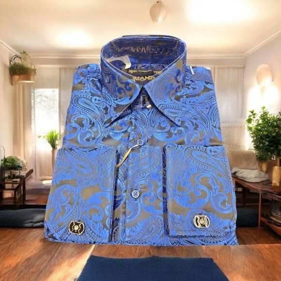 MEN'S MANZINI ROYAL LONG SLEEVE FASHION SPORT SHIRT. MZT-100. - Picture 1 of 5